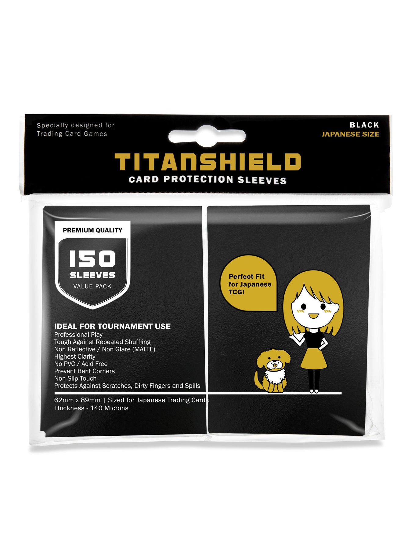  TitanShield (150 Sleeves, Black Compatible with Standard Sized  Board Games, MTG Magic The Gathering, Pokemon, Lorcana and Trading Cards  2.5 x 3.5 66x91mm : Toys & Games