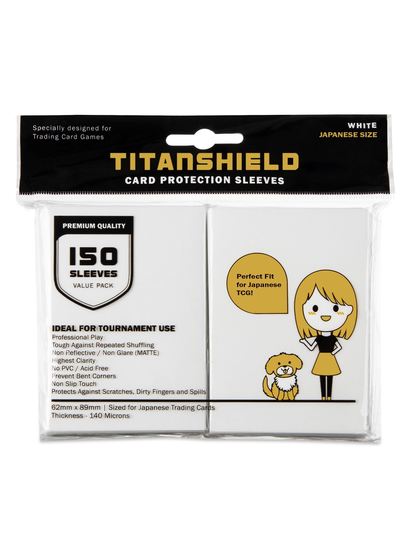 TitanShield (150 Sleeves/White Standard Size Board Game Trading Card  Sleeves Deck Protector for MTG, Baseball